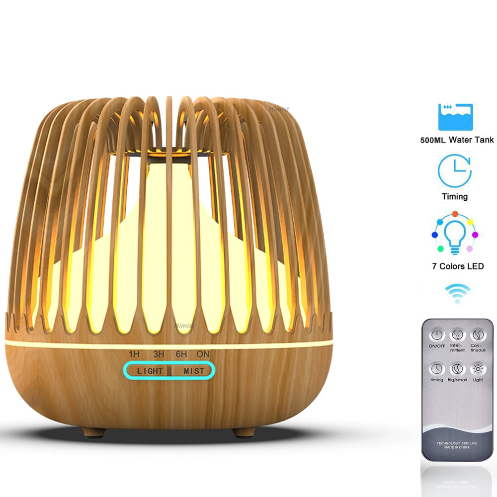 Aroma Essential Oil Diffuser Ultrasonic Air Humidifier Wood Grain 7 Color Changing LED Light Cool Mist Diffuser for Home