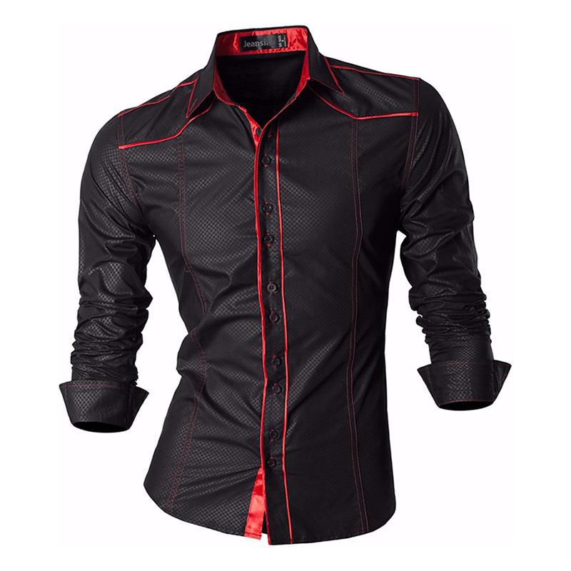 jeansian Features Shirts Casual Long Sleeve Casual Shirts Zipper Decoration (No Pockets) Z015