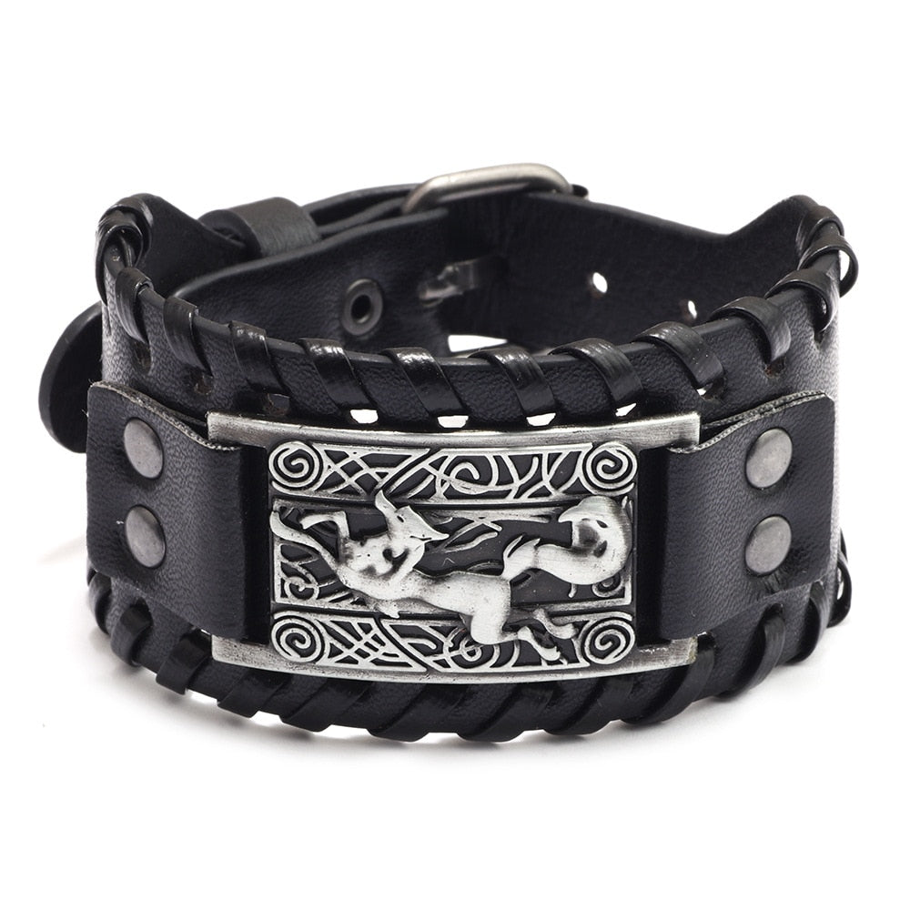 New Retro Wide Leather Nordic Rune of Odi Bracelet Bracelet Celtic Viking Jewelry Compass Bracelet Accessories Party Gifts