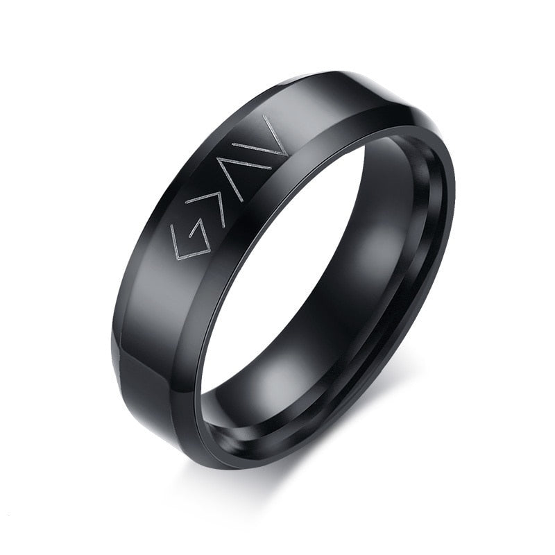 God Is Greater Than The Highs And Lows Ring for Stainless Steel Engraved Christian God Specific Symbols Band Male Jewelry