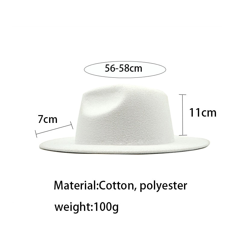 Autumn / Winter Felt Hat,  Fedora Big Brim Hats British Style, Vintage Hat Flat Brim, Jazz Hat