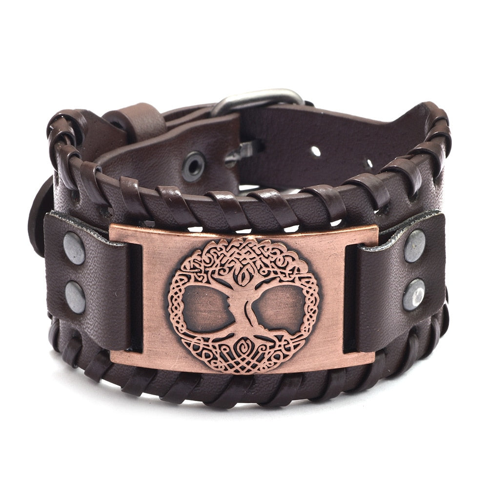 New Retro Wide Leather Nordic Rune of Odi Bracelet Bracelet Celtic Viking Jewelry Compass Bracelet Accessories Party Gifts