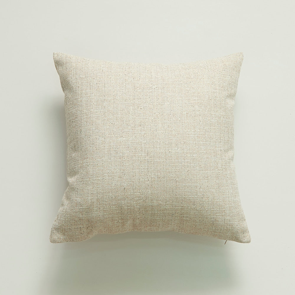 Home Decorative Pure Color Cotton Hemp Tassel Pillow Cover For Home Simple Art Style Square Pillow Cushion Cover