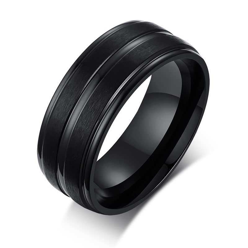 Vnox Black Stainless Steel Basic Ring for Men With Rainbow Line Classic Male Wedding Band Multi Color Jewelry Fraternal Rings