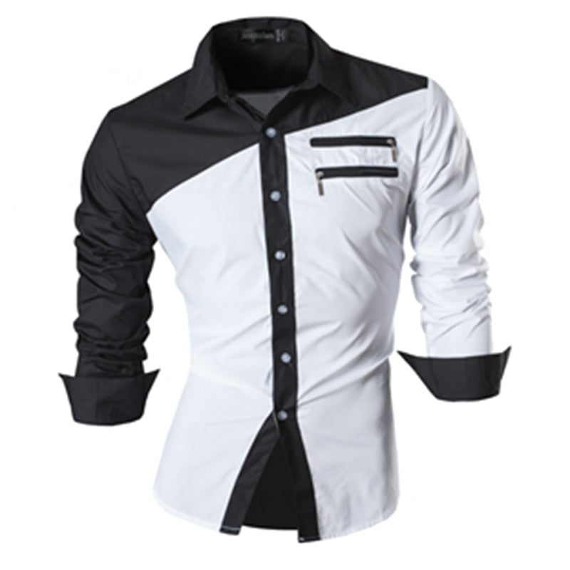 jeansian Features Shirts Casual Long Sleeve Casual Shirts Zipper Decoration (No Pockets) Z015