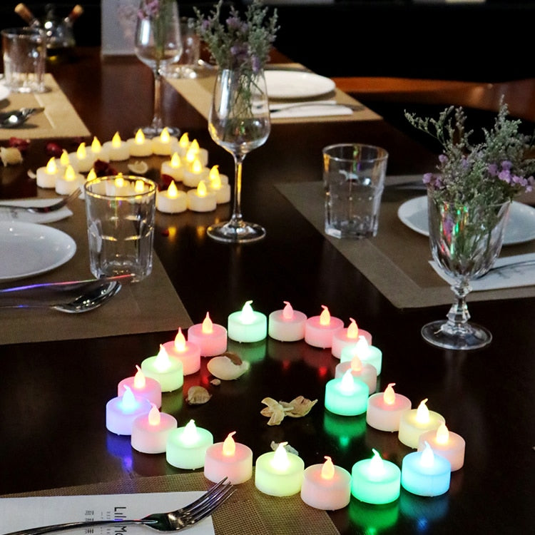 12Pcs Flameless Led Tealight Candles Battery Operated Pillar Candle Bulk for Home Wedding Birthday Party Romantic Decoration