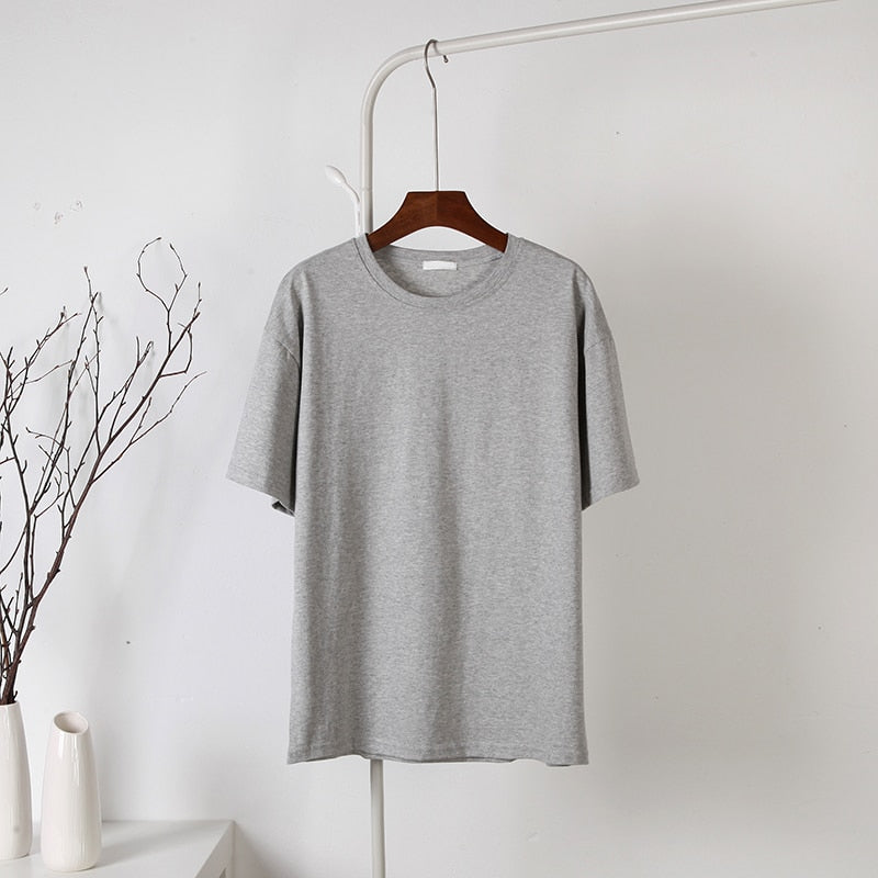 100% Cotton Soft Basic T Shirt, New Oversized Casual Solid Tee