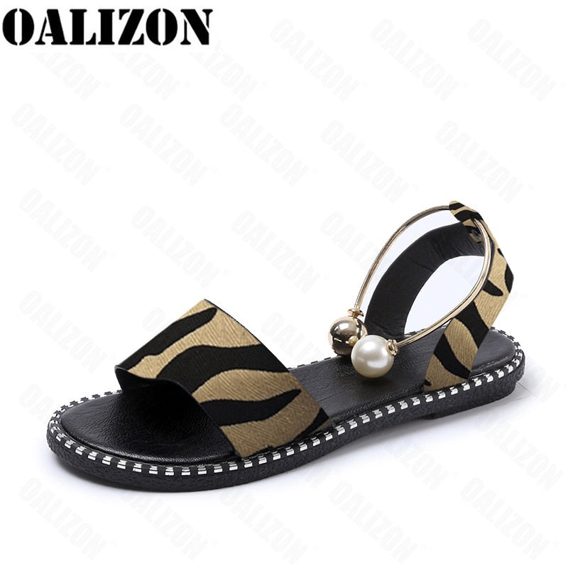 Women Beaded Pearly Sandals Slippers Shoes Ladies Flats Sandals Flip Flop Casual Flat Slingback Sandals Shoes