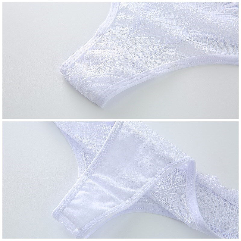 3PCS Ladies Sexy Lingerie Underwear Set High-Quality Lace Embroidery Panties Low-waist Breathable Underpants G String