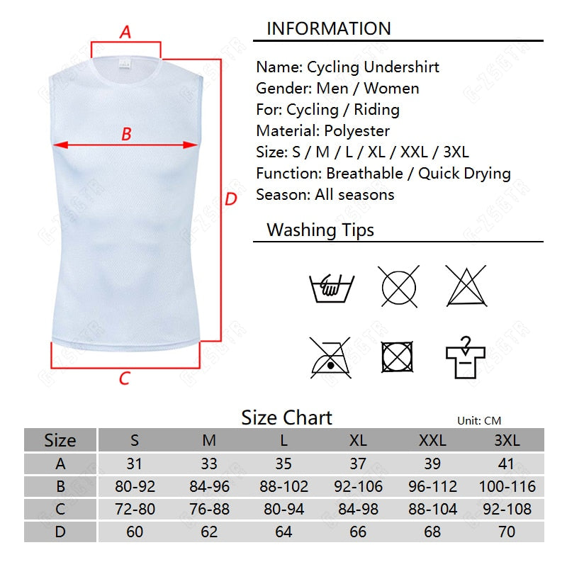 Cycling Underwear Sport Base Layer White Cycling Jersey Reflective Vest Undershirt Quick Dry Vest Road Bike Jersey