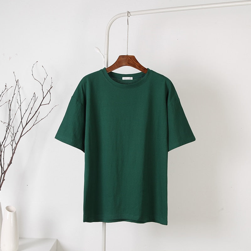 100% Cotton Soft Basic T Shirt, New Oversized Casual Solid Tee