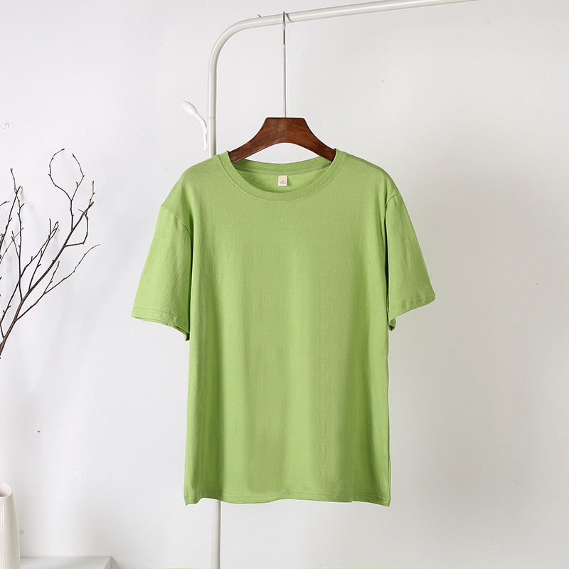 100% Cotton Soft Basic T Shirt, New Oversized Casual Solid Tee