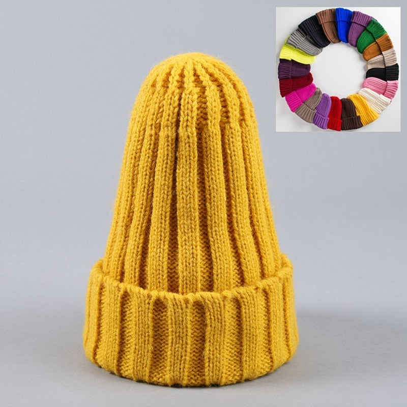 Unisex Hat Cotton Blends Solid Warm Soft HIP HOP Knitted Hats Winter Caps Skullies Beanies