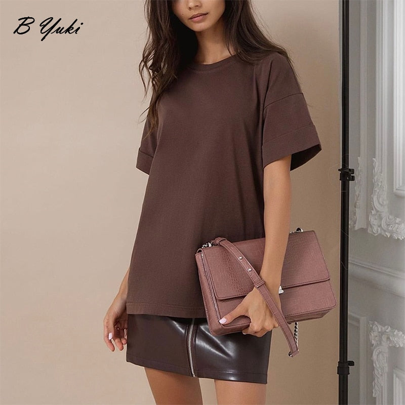 100% Cotton Soft Basic T Shirt, New Oversized Casual Solid Tee