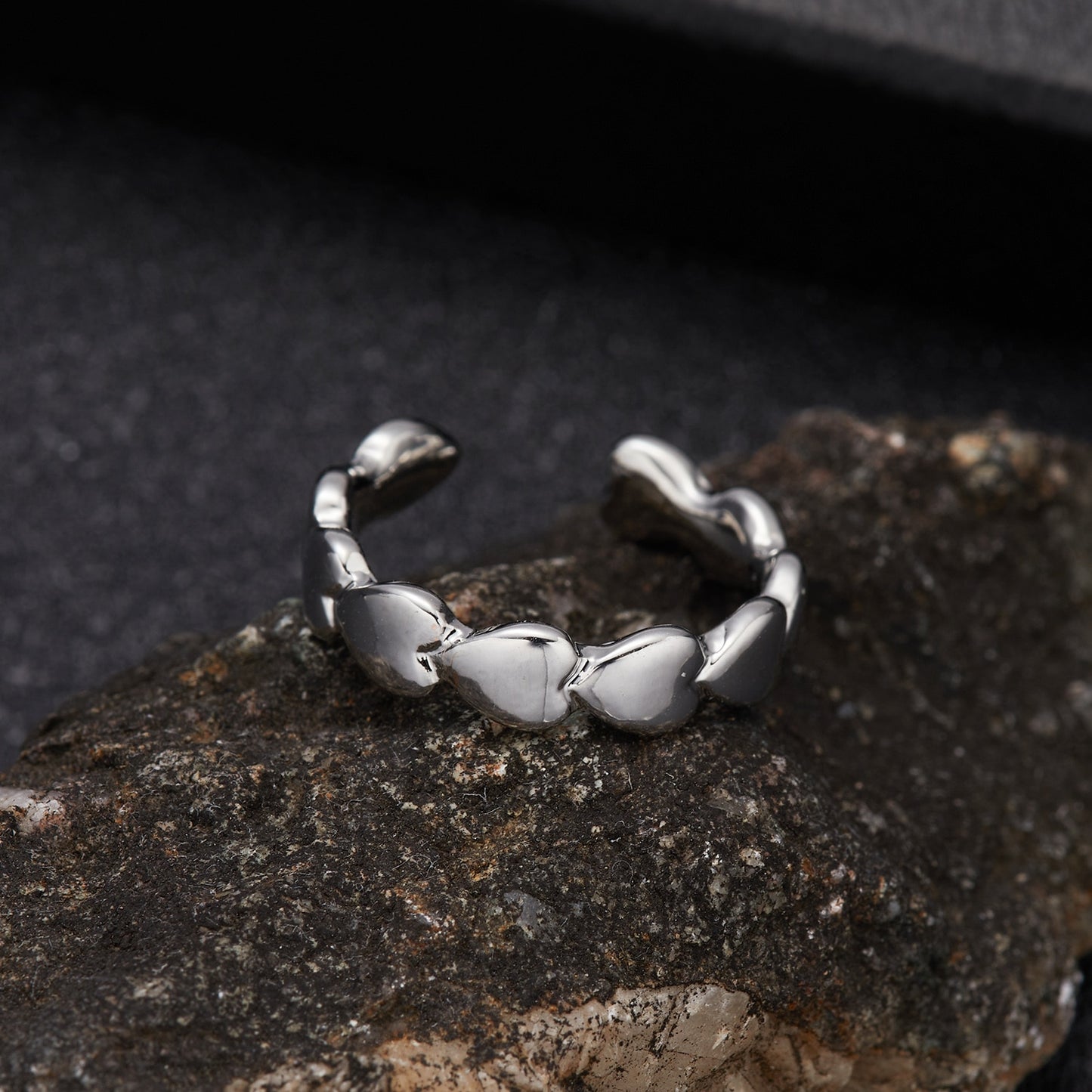 INS Fashion Silver Color Minimalist Irregular Twined Finger Rings Creative Geometric Punk Opening Rings Jewelry