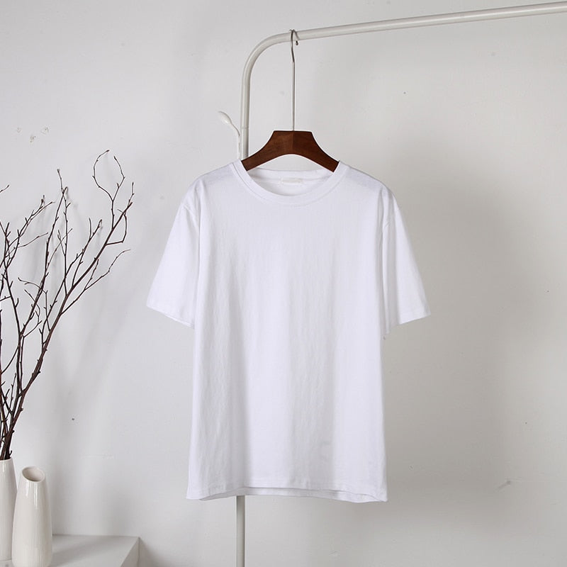 100% Cotton Soft Basic T Shirt, New Oversized Casual Solid Tee