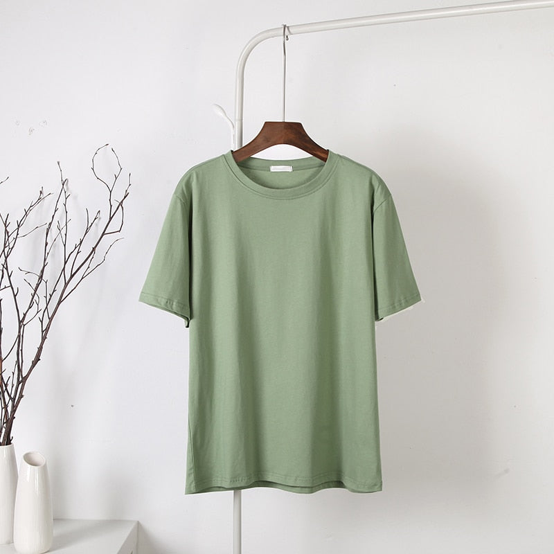 100% Cotton Soft Basic T Shirt, New Oversized Casual Solid Tee