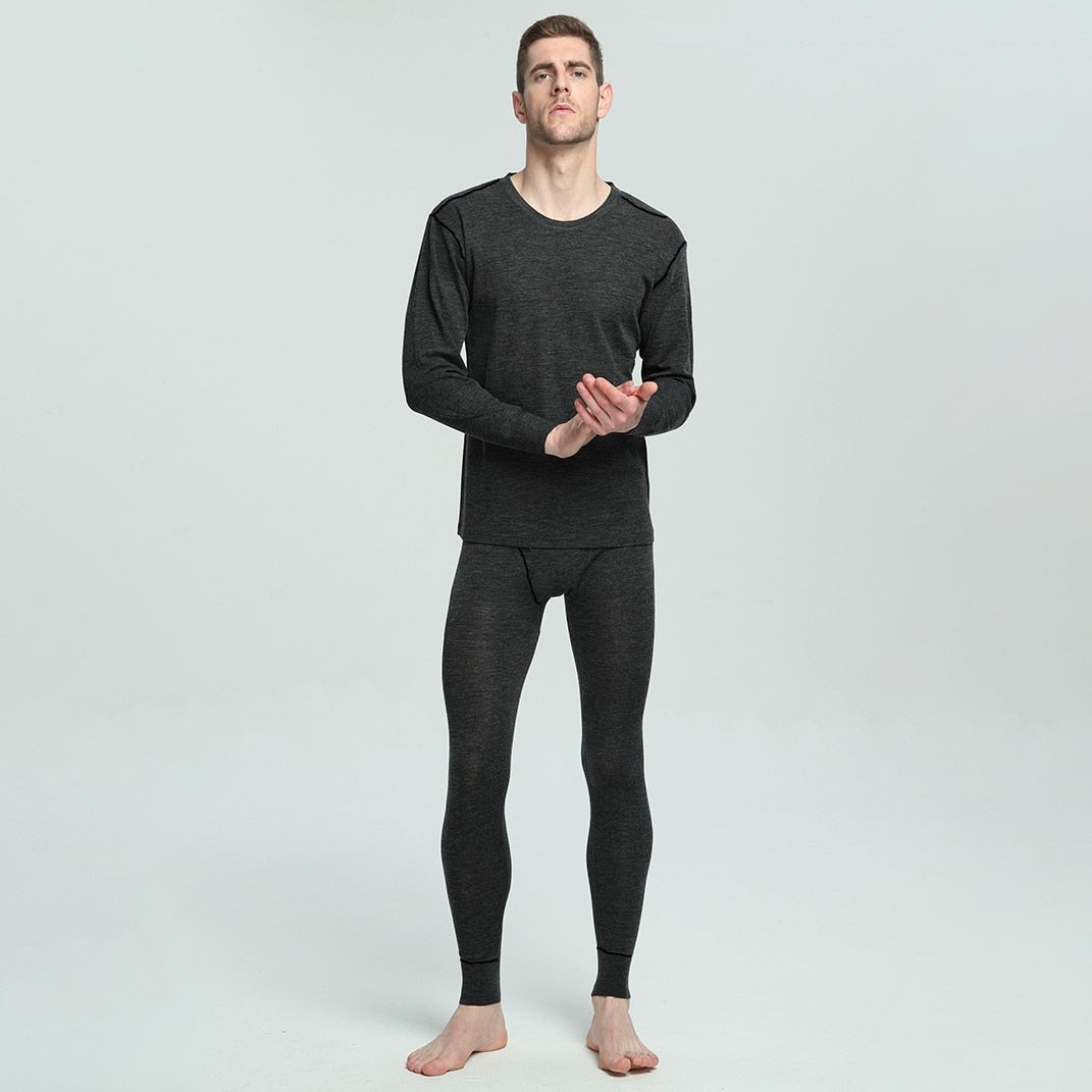 100% Merino Wool Winter Thermal Warm Underwear set Breathable 200gsm weight Tops Pants Set