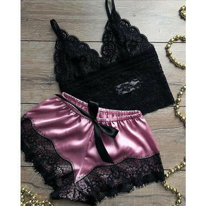 1 Set Fashion Lace Nachtkleding Lingerie Tops Shorts Set Babydoll Pajama Sports Ondergoed Nachtkleding Clothes