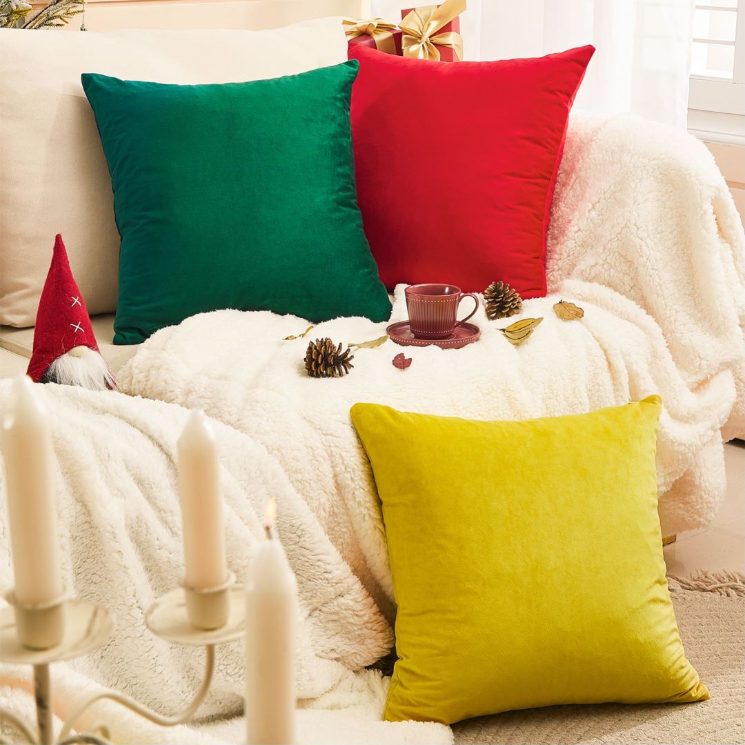 Super Soft Velvet Cushion Cover Solid Color Pillow Cover Throw Pillowcases for Sofa Chair Seat Christmas Pillows Multi Color