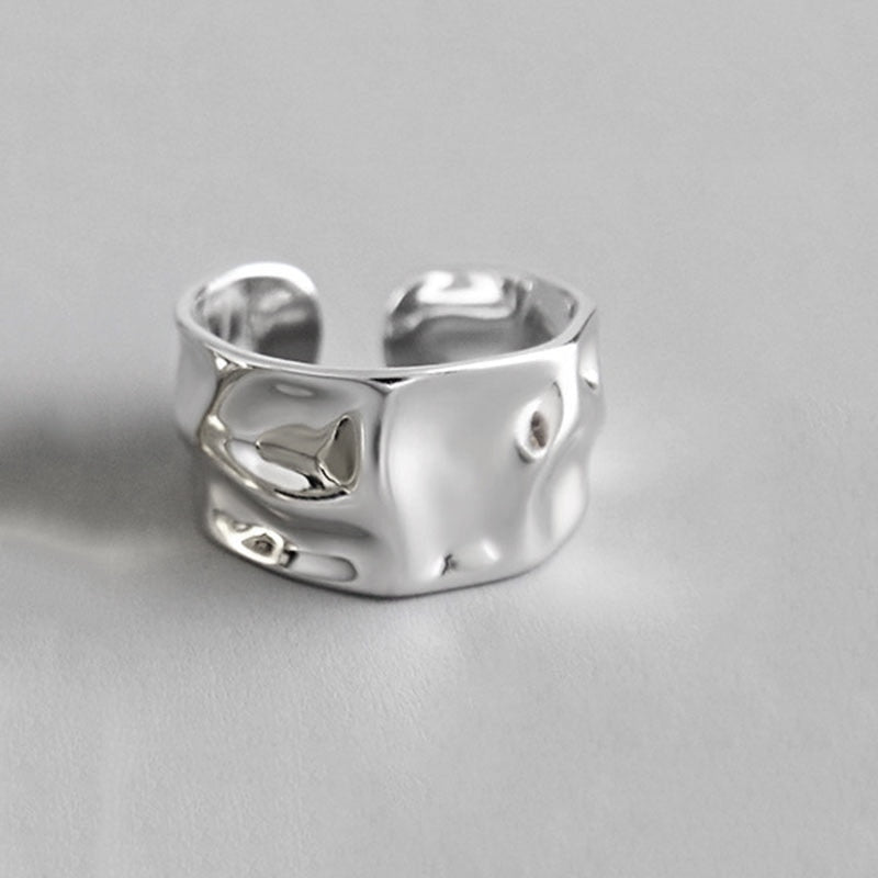 INS Fashion Silver Color Minimalist Irregular Twined Finger Rings Creative Geometric Punk Opening Rings Jewelry