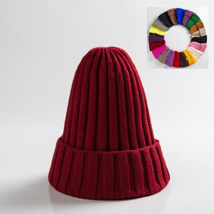 Unisex Hat Cotton Blends Solid Warm Soft HIP HOP Knitted Hats Winter Caps Skullies Beanies