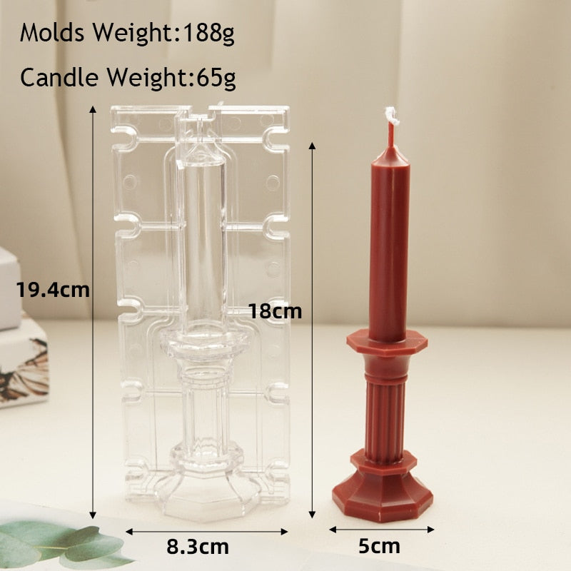 Long Pillar Wax Acrylic Candle Molds for DIY Handmade Scented Romantic Dinner Candle Mold Home Decor Ornament