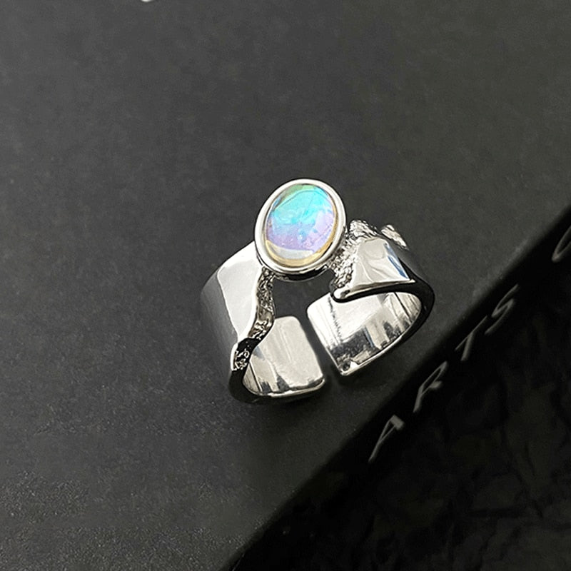 INS Fashion Silver Color Minimalist Irregular Twined Finger Rings Creative Geometric Punk Opening Rings Jewelry