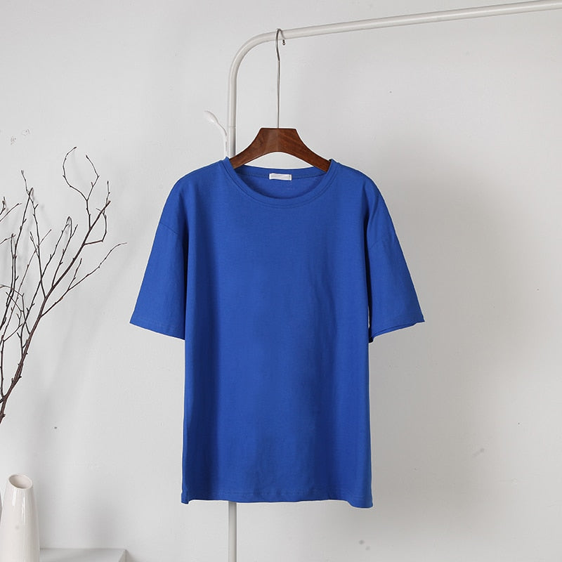 100% Cotton Soft Basic T Shirt, New Oversized Casual Solid Tee