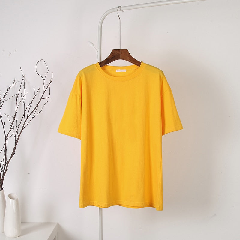 100% Cotton Soft Basic T Shirt, New Oversized Casual Solid Tee