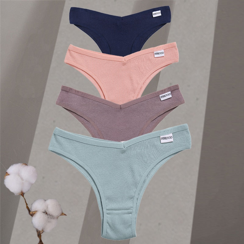 4Pcs/Set Women Cotton Brazilian Panties M-XL Low-Rise Solid Color Underwear Ladies Comfortable Underpants Girls Panty Intimates