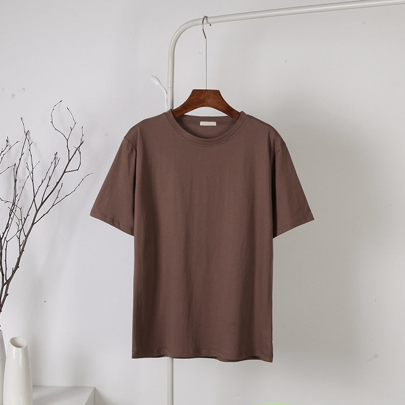 100% Cotton Soft Basic T Shirt, New Oversized Casual Solid Tee