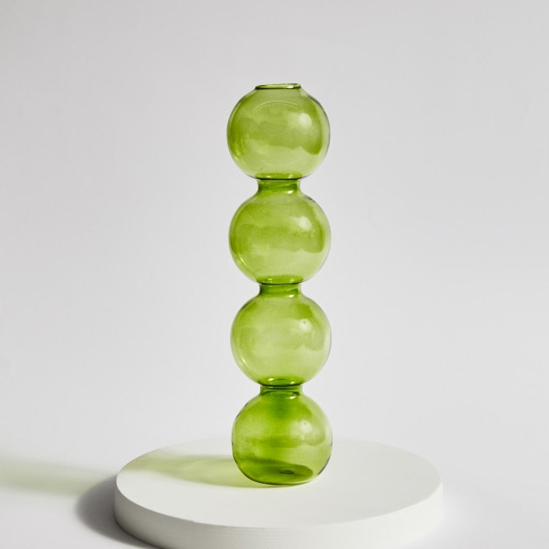 Lazzy House Candle Holders Decoration Wedding Nordic Green Glass Candlestick Home Decor Vases Christmas Gift Home Candles