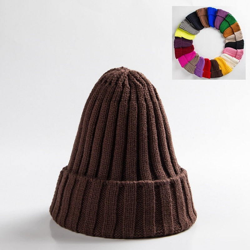 Unisex Hat Cotton Blends Solid Warm Soft HIP HOP Knitted Hats Winter Caps Skullies Beanies