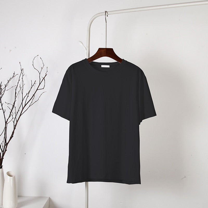 100% Cotton Soft Basic T Shirt, New Oversized Casual Solid Tee