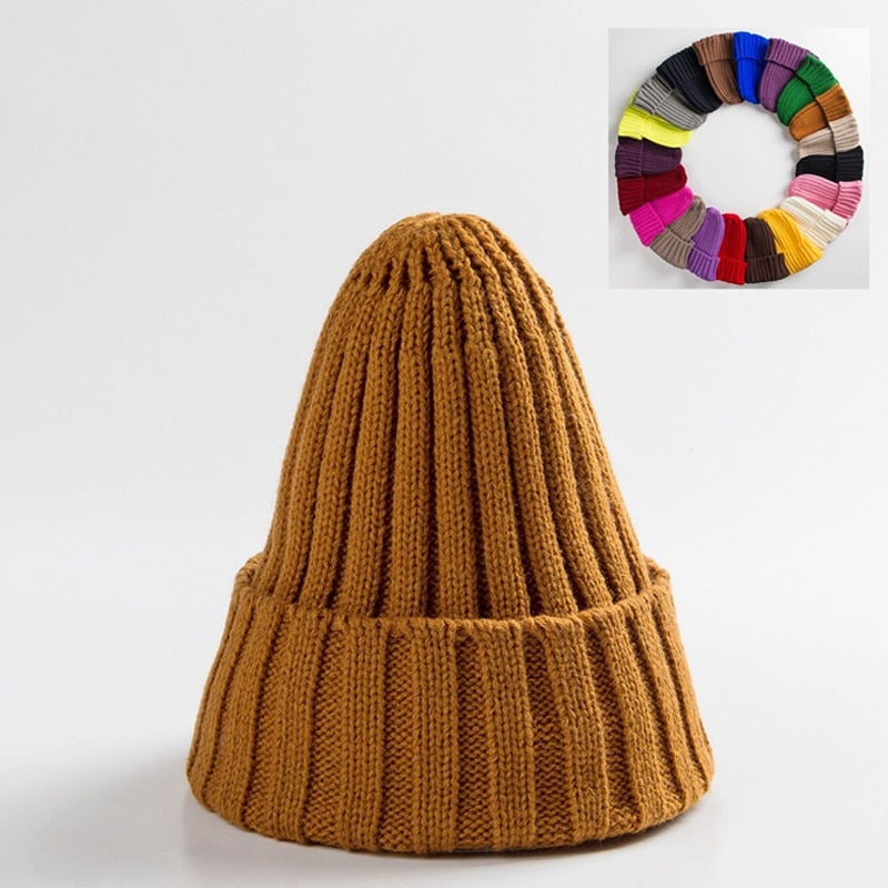 Unisex Hat Cotton Blends Solid Warm Soft HIP HOP Knitted Hats Winter Caps Skullies Beanies