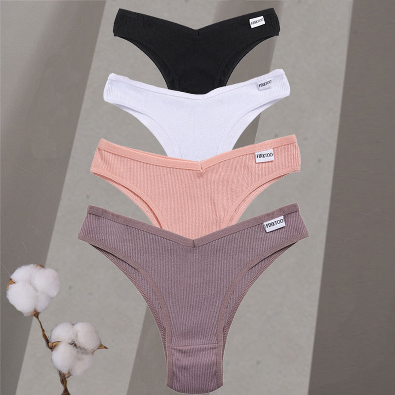 4Pcs/Set Women Cotton Brazilian Panties M-XL Low-Rise Solid Color Underwear Ladies Comfortable Underpants Girls Panty Intimates