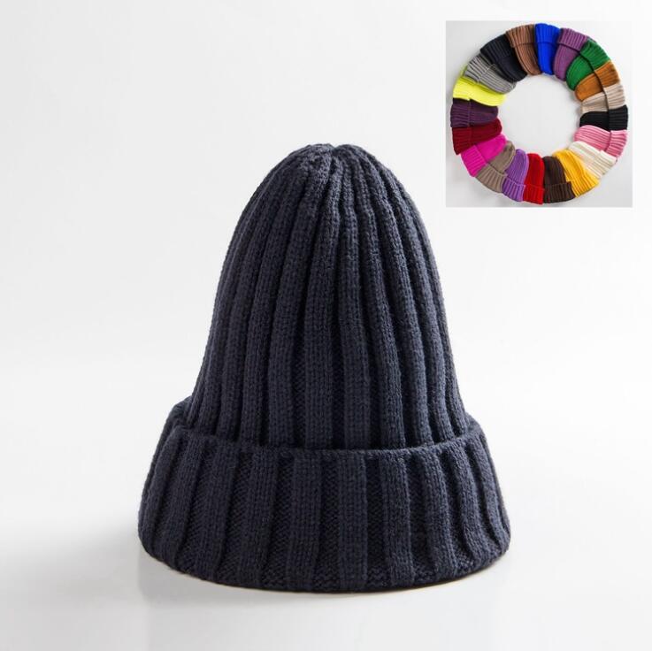 Unisex Hat Cotton Blends Solid Warm Soft HIP HOP Knitted Hats Winter Caps Skullies Beanies