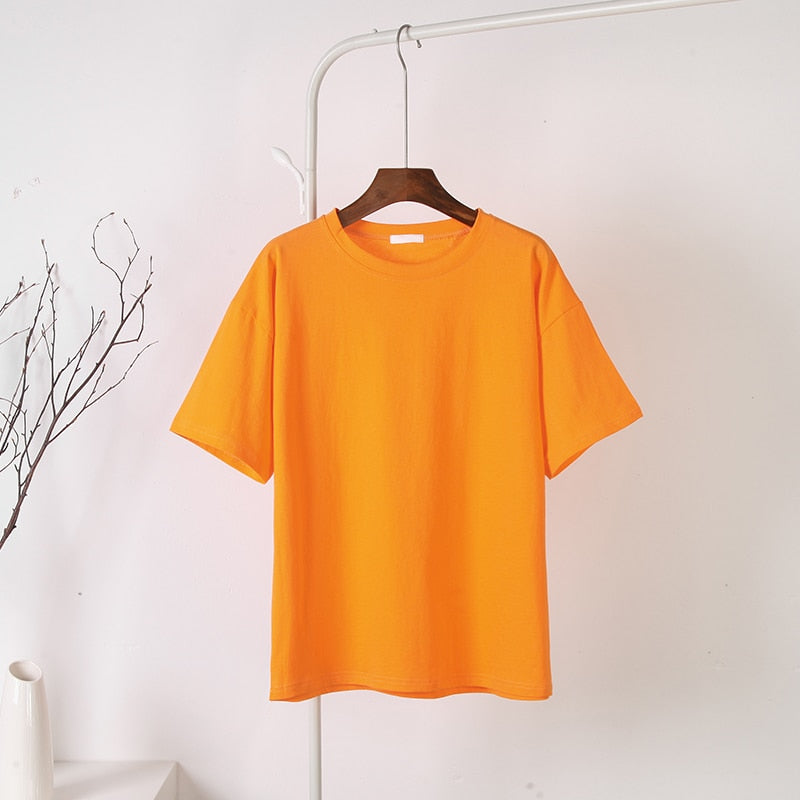 100% Cotton Soft Basic T Shirt, New Oversized Casual Solid Tee