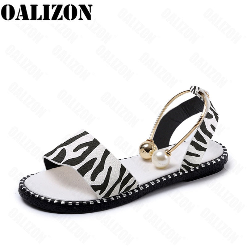 Women Beaded Pearly Sandals Slippers Shoes Ladies Flats Sandals Flip Flop Casual Flat Slingback Sandals Shoes